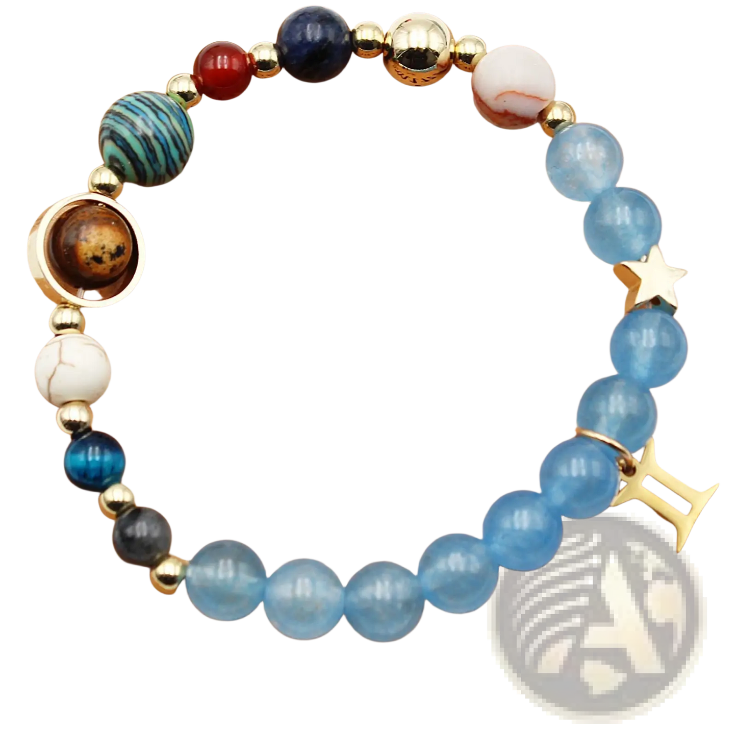 Natural Stone Twelve Zodiac Constellation Beaded Bracelet
