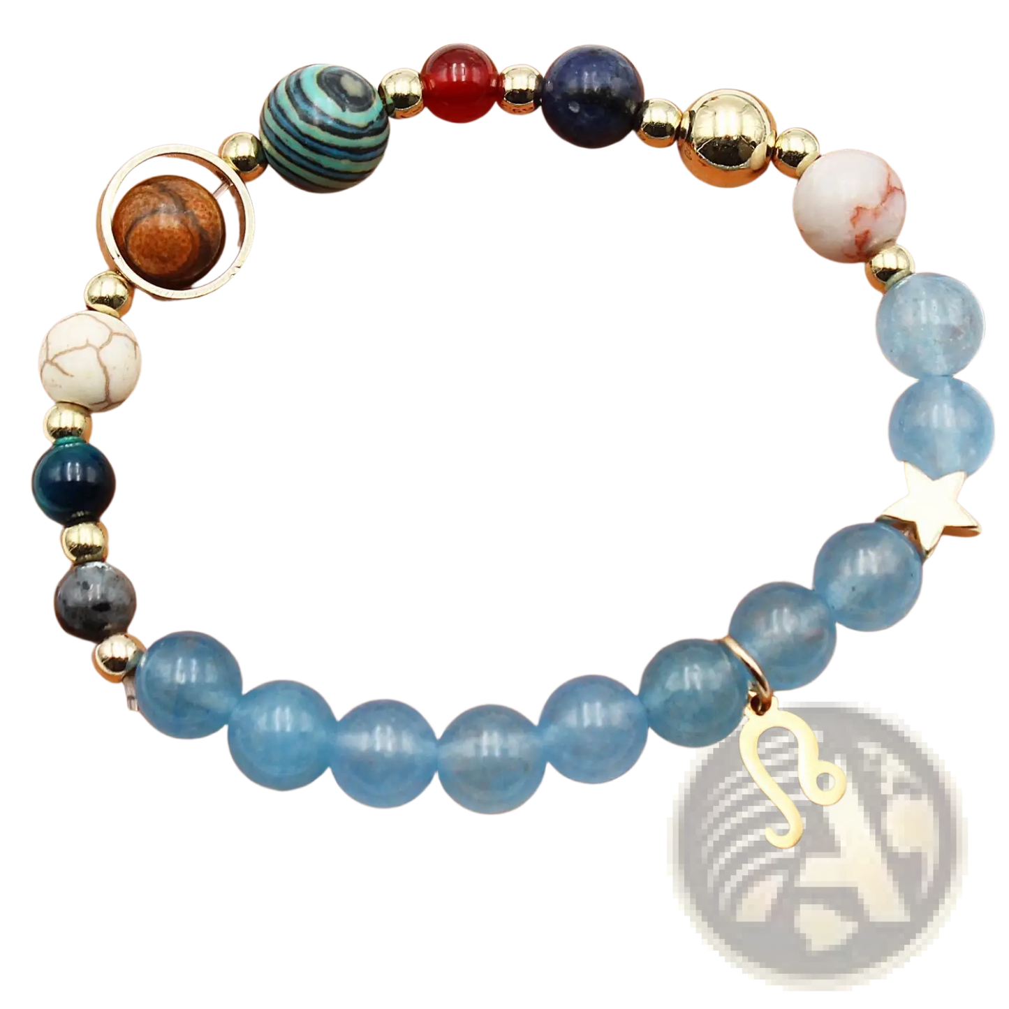 Natural Stone Twelve Zodiac Constellation Beaded Bracelet