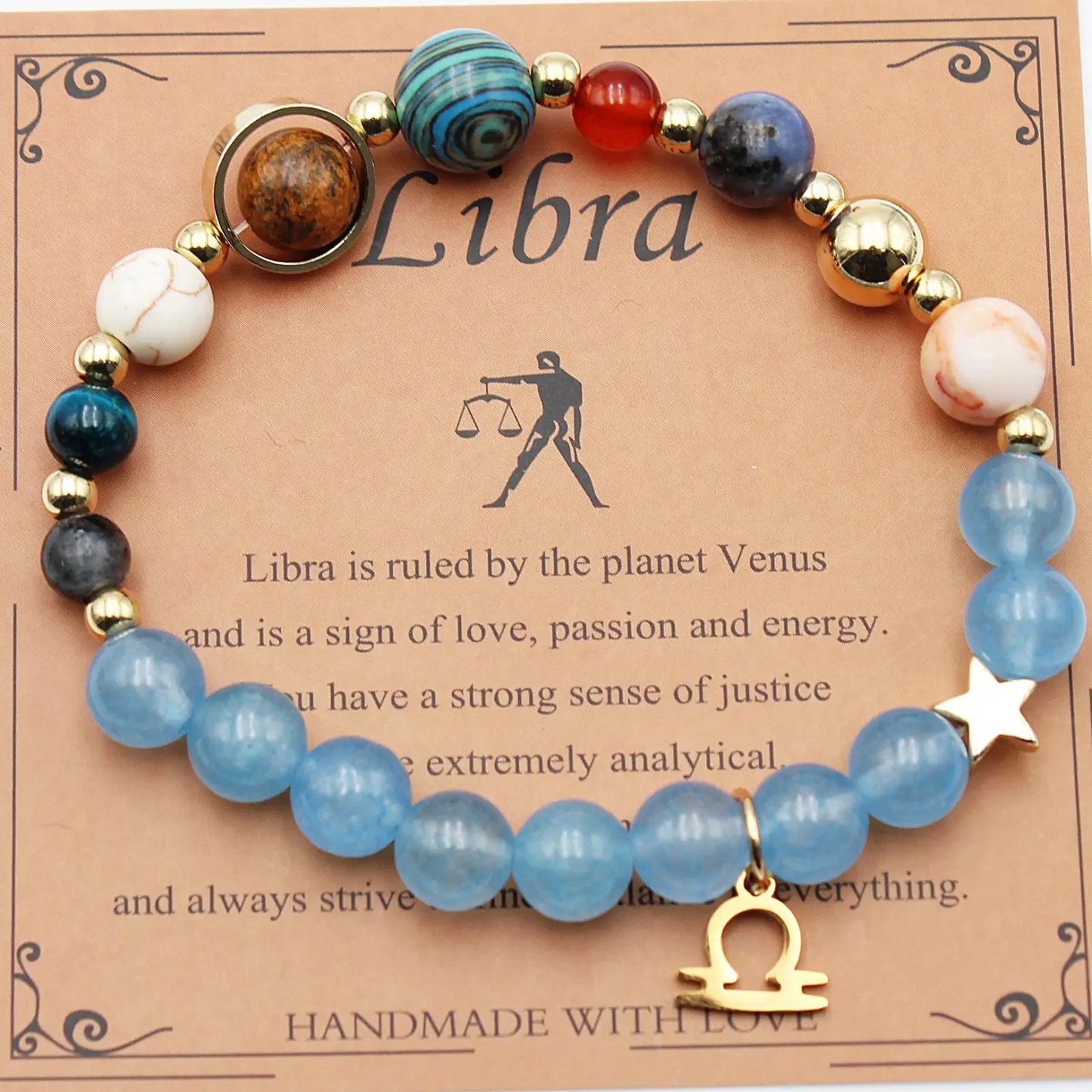 Natural Stone Twelve Zodiac Constellation Beaded Bracelet