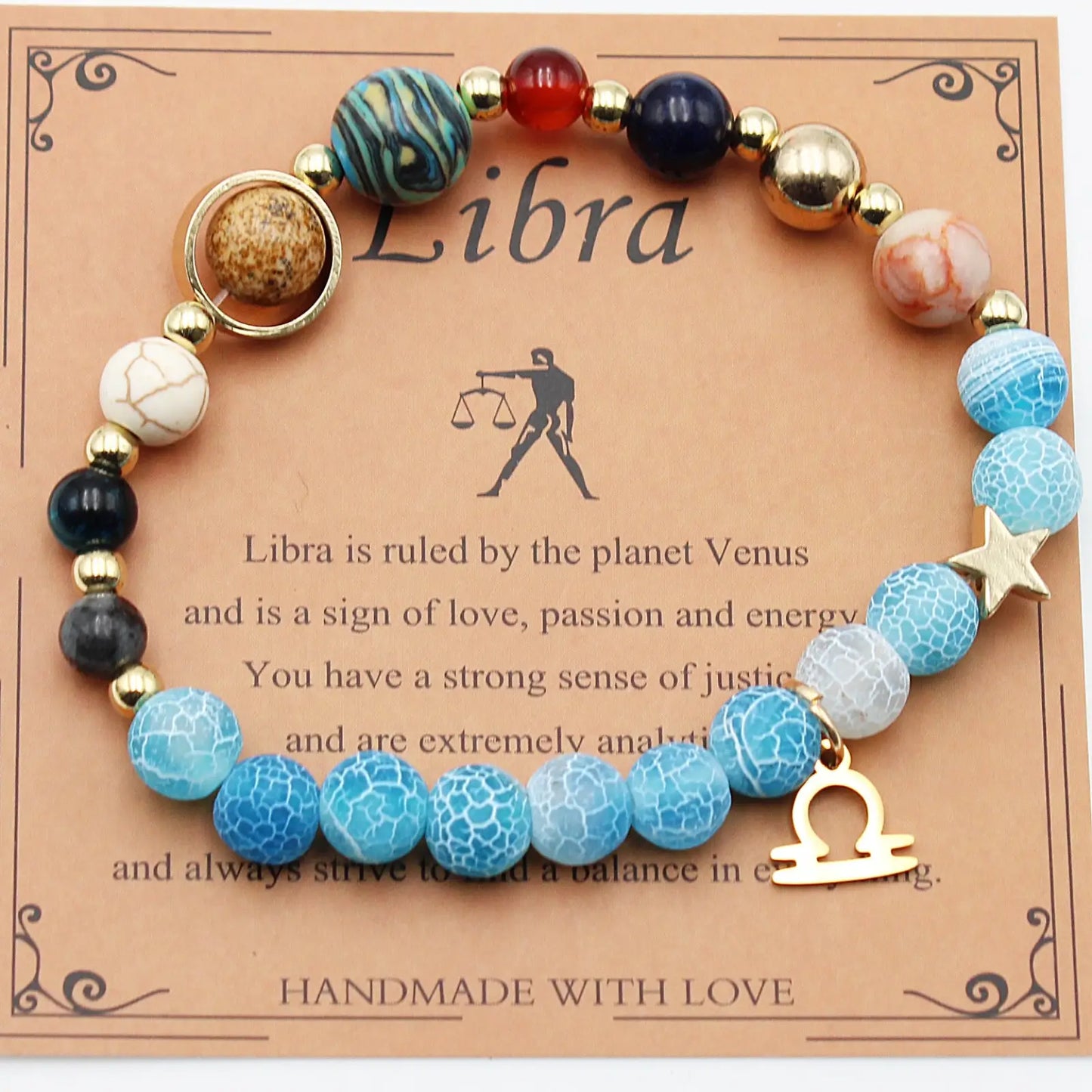 Natural Stone Twelve Zodiac Constellation Beaded Bracelet