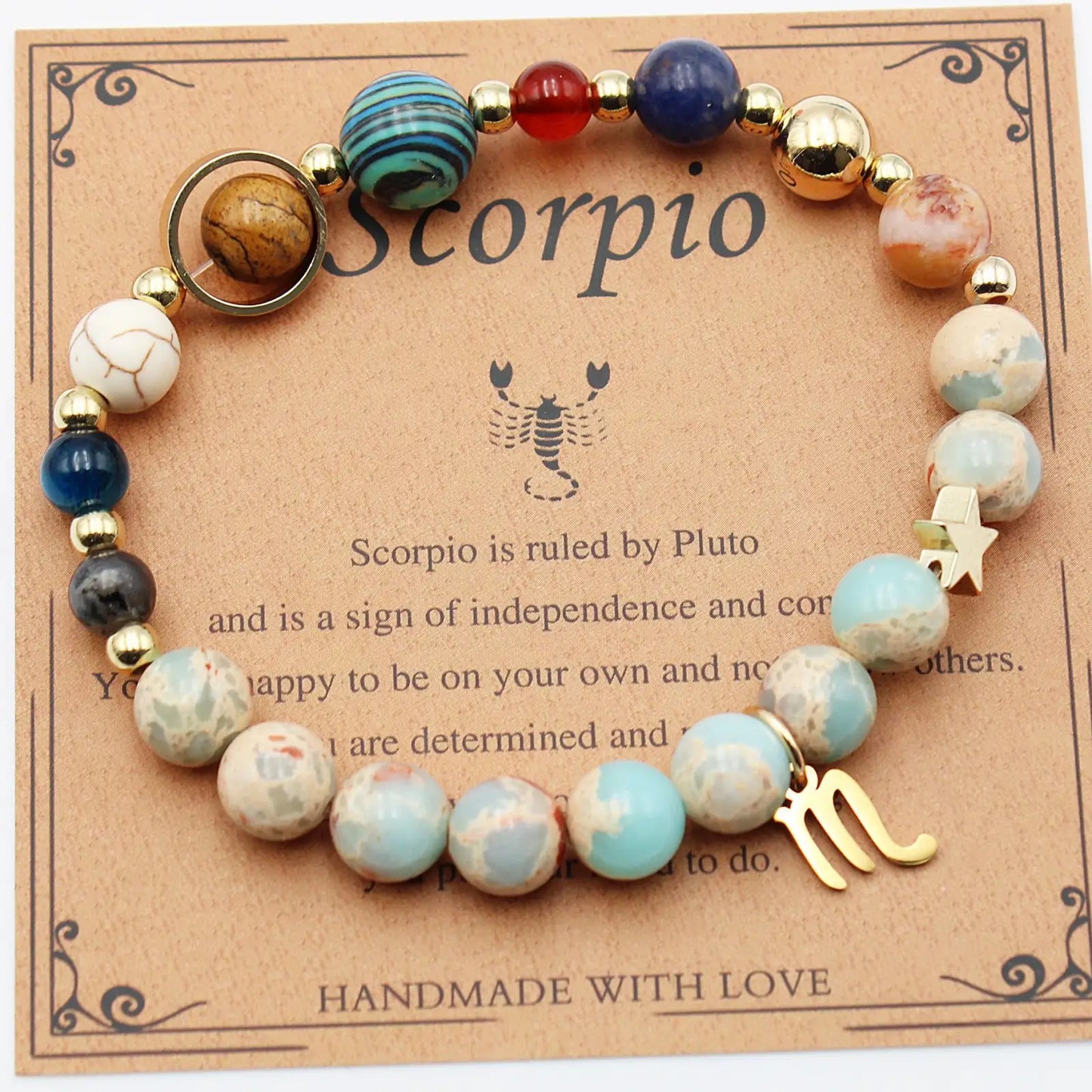Natural Stone Twelve Zodiac Constellation Beaded Bracelet