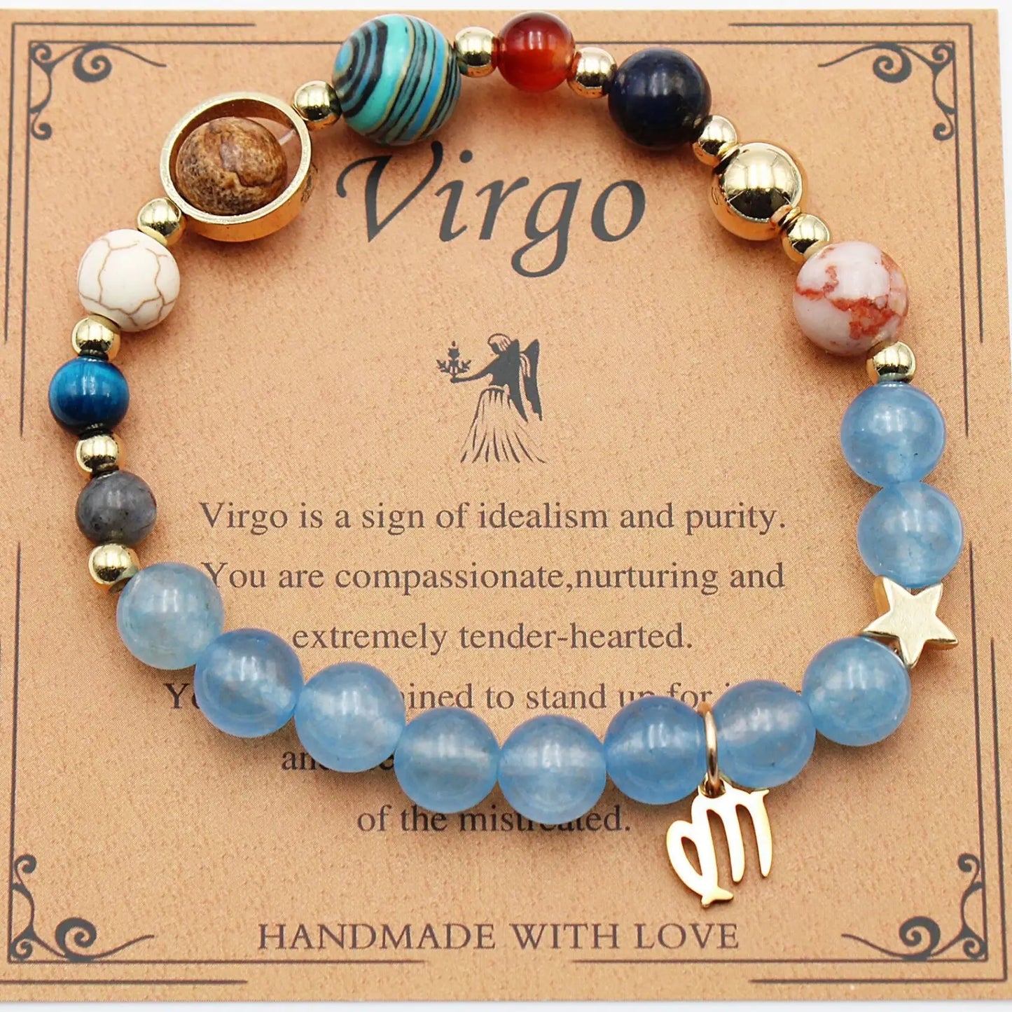 Natural Stone Twelve Zodiac Constellation Beaded Bracelet