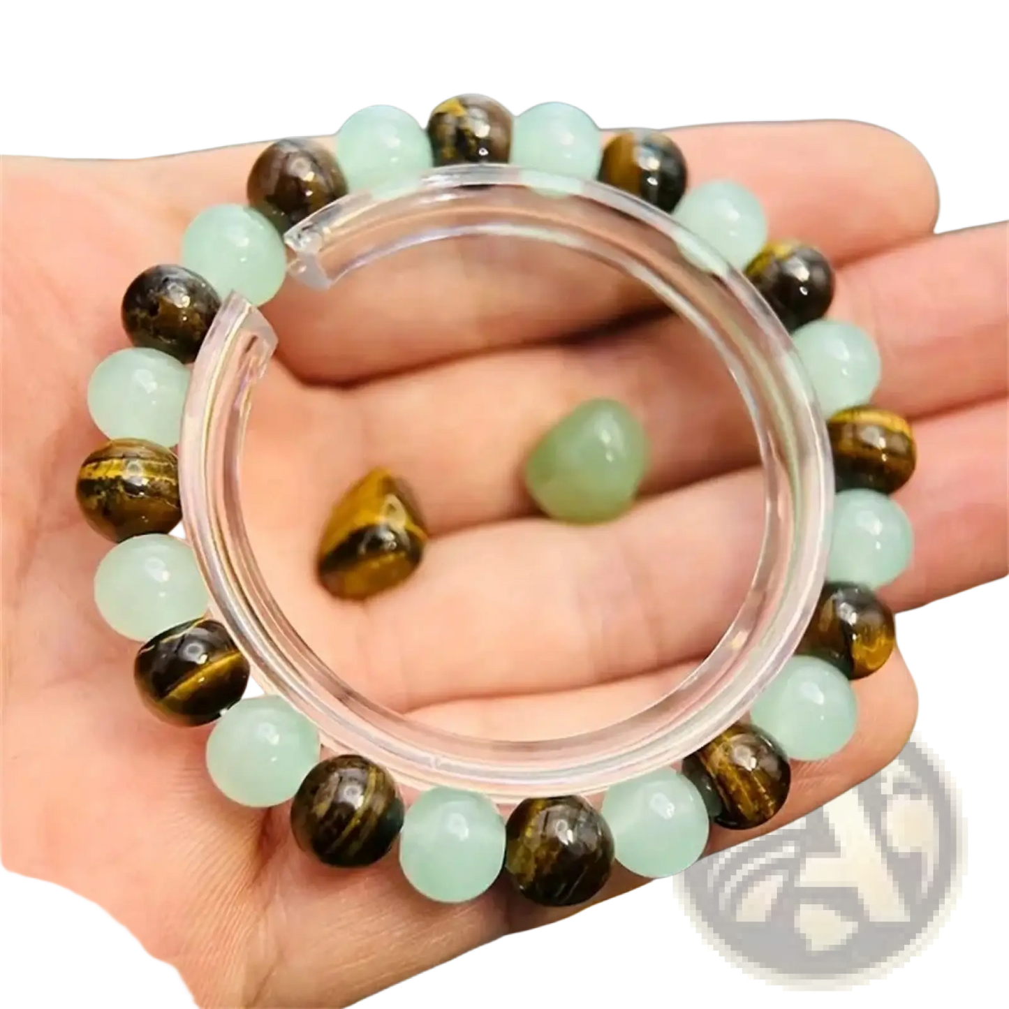 Natural Tiger Eye and Green Aventurine Beaded Bracelet