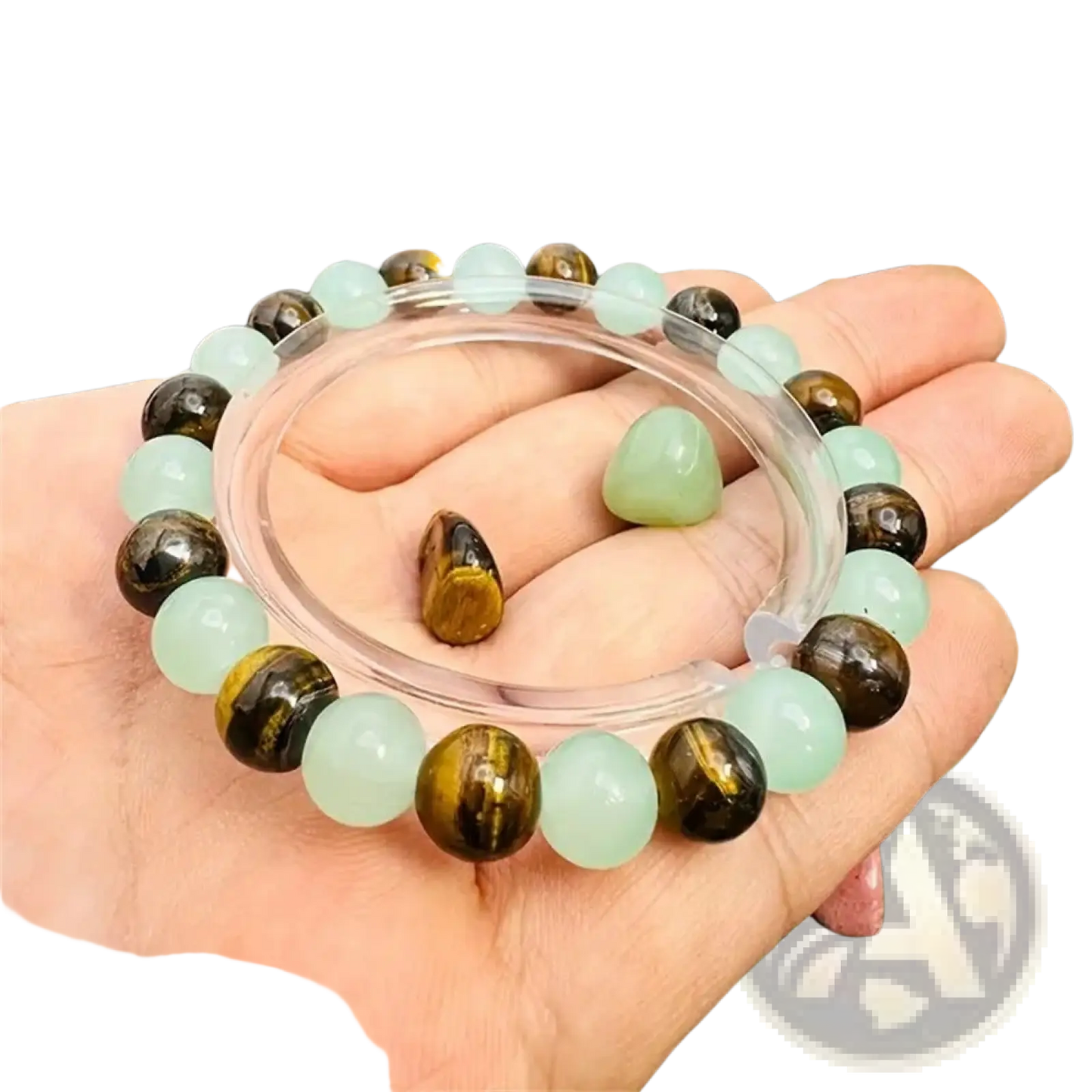 Natural Tiger Eye and Green Aventurine Beaded Bracelet