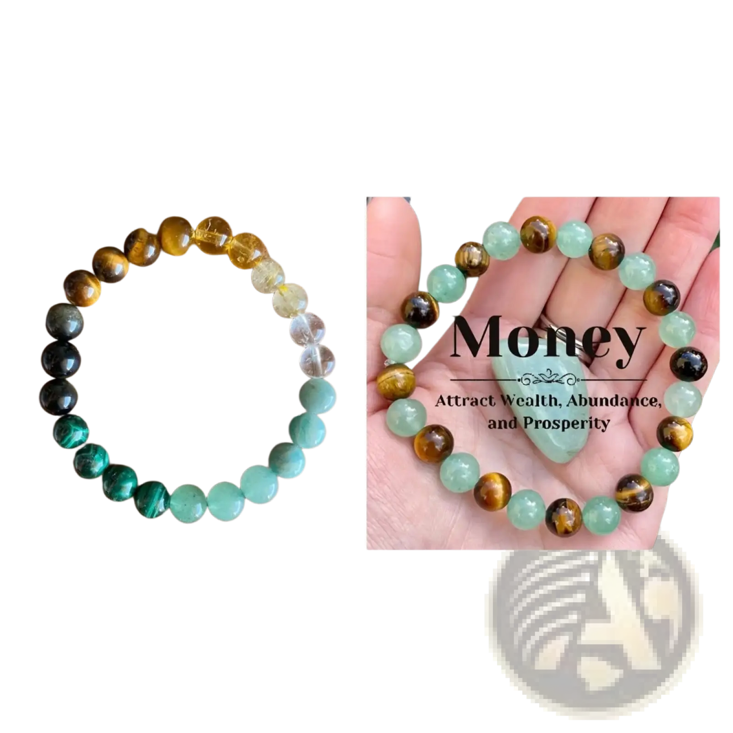 Natural Tiger Eye and Green Aventurine Beaded Bracelet