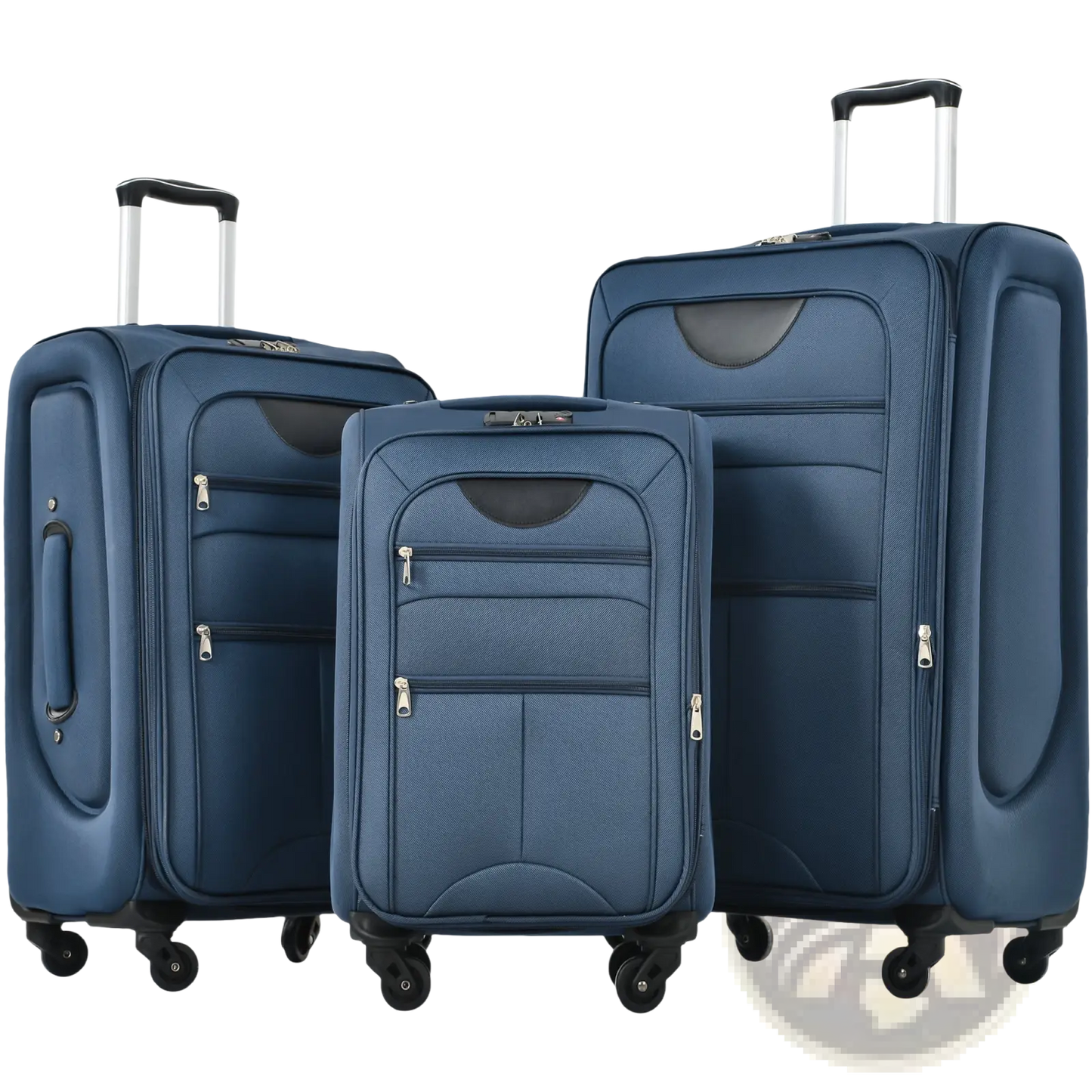 Navy Blue Softside Expandable 3 Piece Spinner Luggage Set