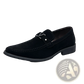 Navy Blue Suede Buckle Loafers with Non Slip Rubber Soles