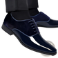 Navy Two Tone Velvet and Patent Leather Oxford Shoes