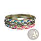 Neon Braided Gold Bangle Bracelet Set with Star Accents