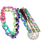 Neon Braided Gold Bangle Bracelet Set with Star Accents