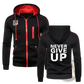 Never Give Up Contrast Zip Hoodie for Men