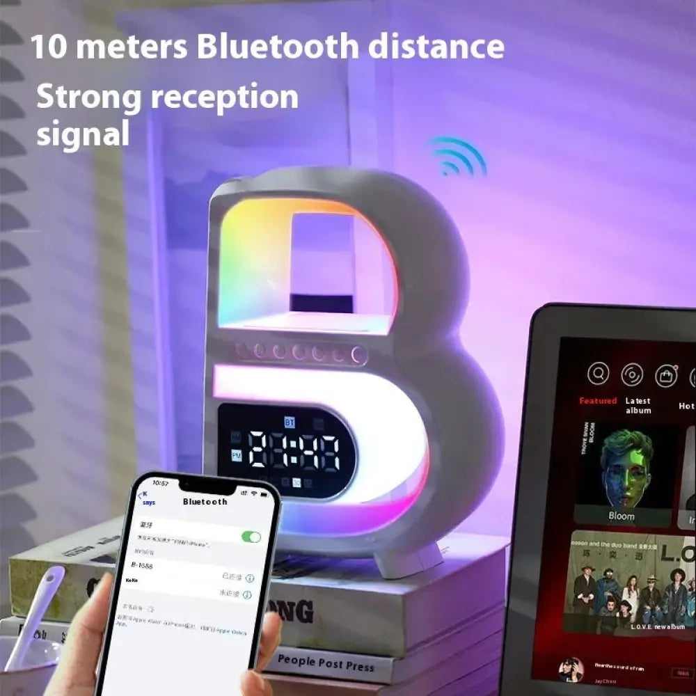 Smart B-shaped Rgb Bluetooth Speaker and Wireless Charger