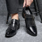 Men's Crocodile Pattern Leather Cuban Buckle Shoes