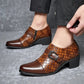 Men's Crocodile Pattern Leather Cuban Buckle Shoes
