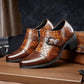 Men's Crocodile Pattern Leather Cuban Buckle Shoes