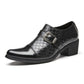 Men's Crocodile Pattern Leather Cuban Buckle Shoes