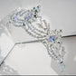 Floral 3a Zirconia Silver Bridal Tiara with Pastel Crystals