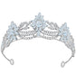 Floral 3a Zirconia Silver Bridal Tiara with Pastel Crystals
