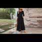 Mesh Patchwork Maxi Dress with Pockets and Sheer Accents