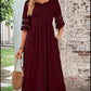 Mesh Patchwork Maxi Dress with Pockets and Sheer Accents