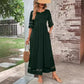 Mesh Patchwork Maxi Dress with Pockets and Sheer Accents