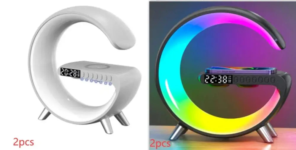 G-shaped Led Lamp with Bluetooth Speaker and Wireless Charger
