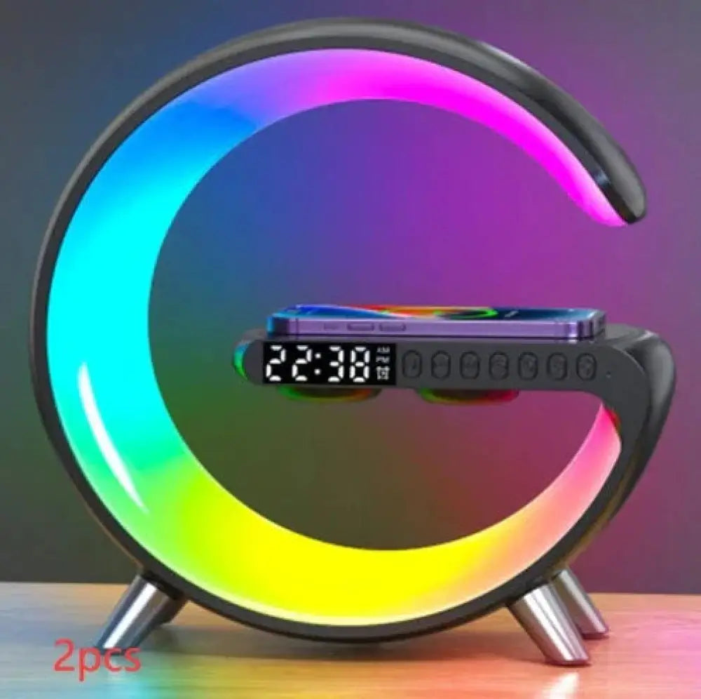 G-shaped Led Lamp with Bluetooth Speaker and Wireless Charger