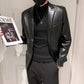 Men's Slim Fit Korean Polo Collar Pu Leather Jacket