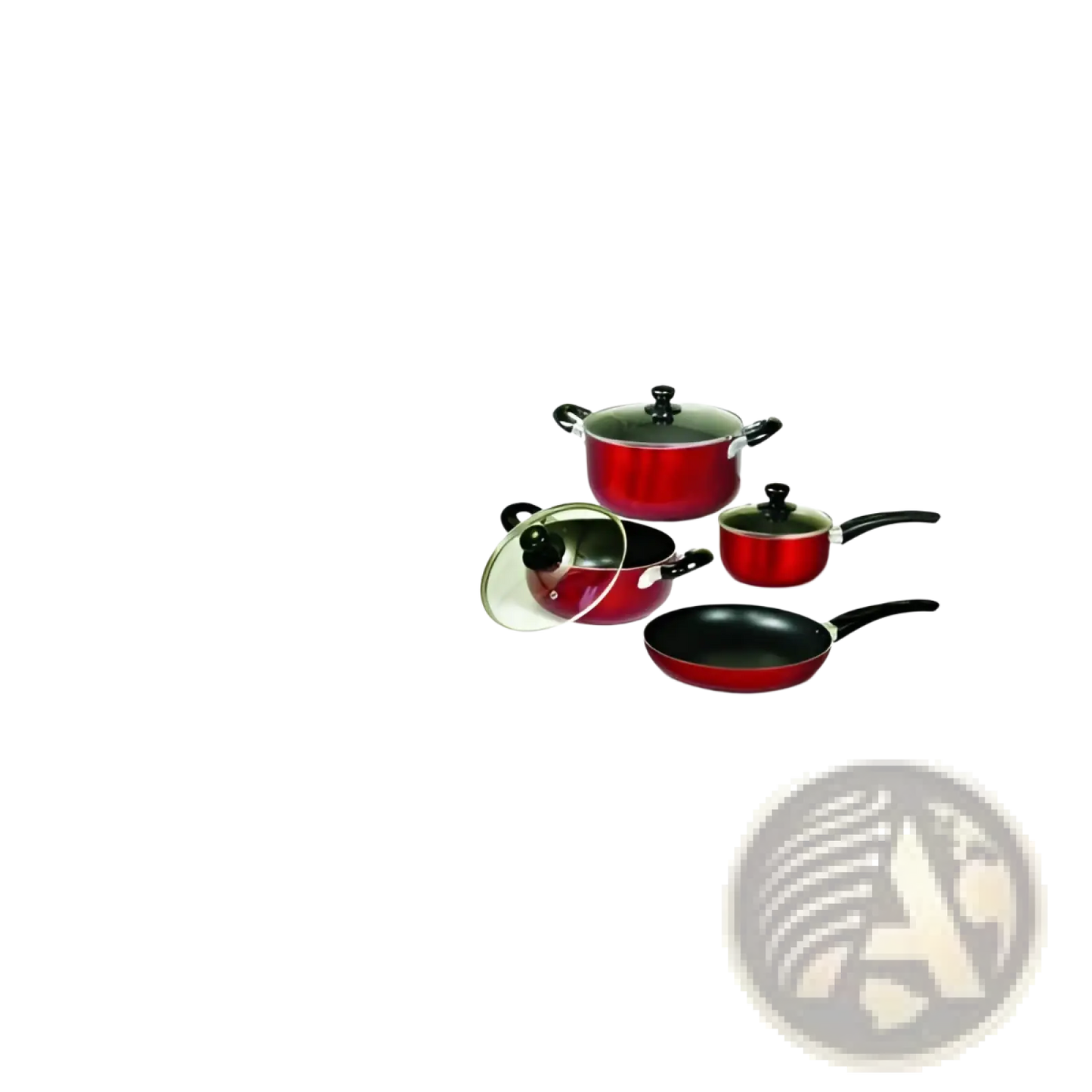 Non-stick Cookware Set 7 Piece Red Aluminum