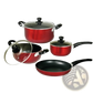 Non-stick Cookware Set 7 Piece Red Aluminum