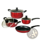 Non-stick Cookware Set 7 Piece Red Aluminum