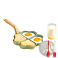 Nonstick Four Hole Egg Frying Pan with Wood Handle