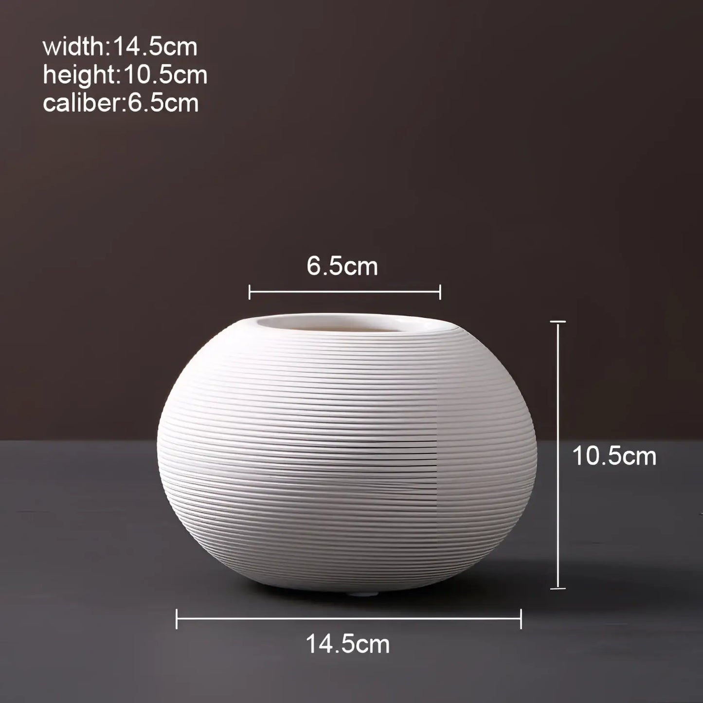Nordic White Ribbed Ceramic Vase for Modern Home Decor
