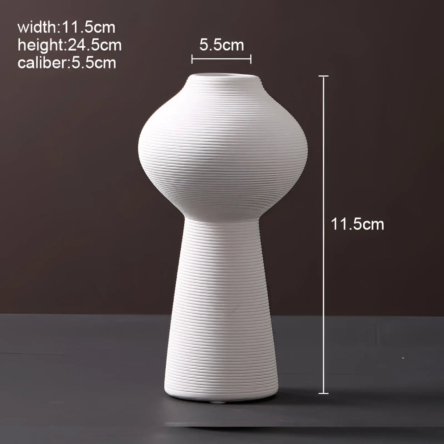 Nordic White Ribbed Ceramic Vase for Modern Home Decor