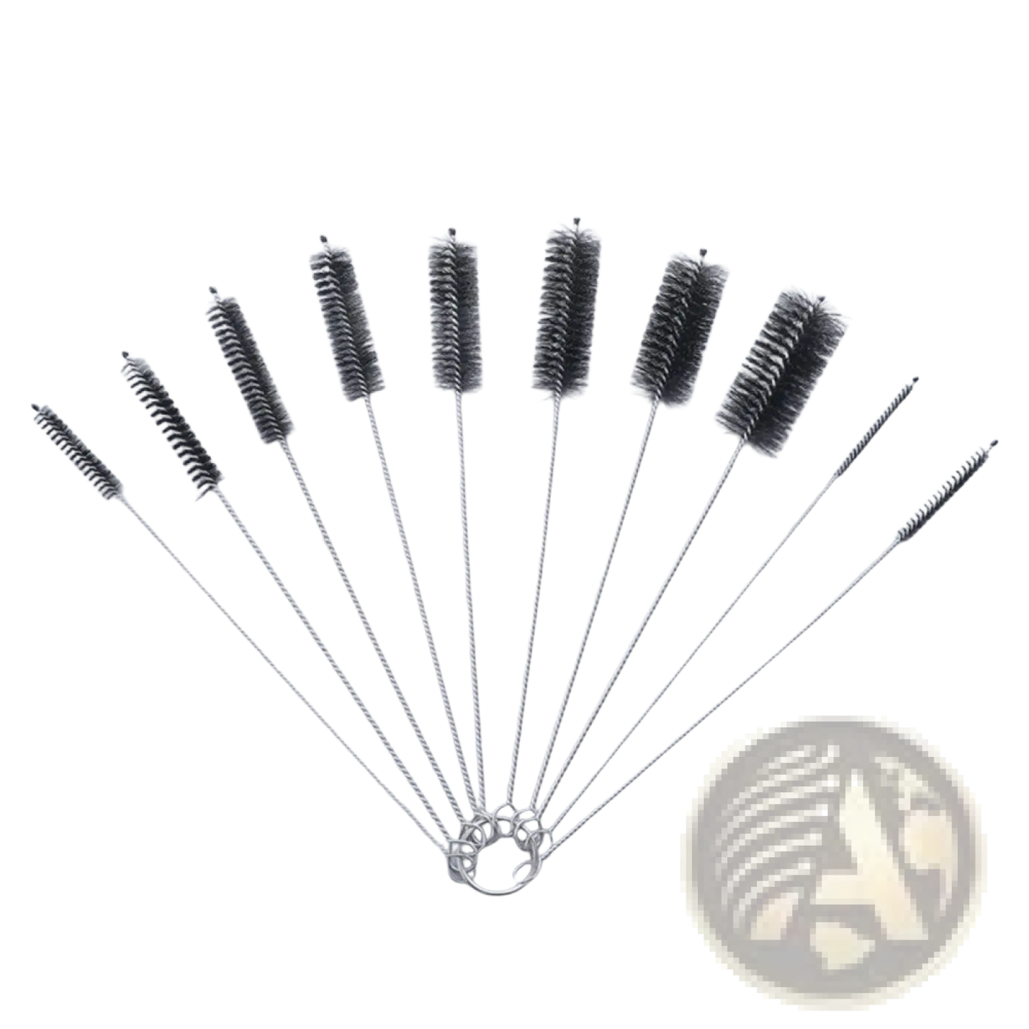 Nylon Straw Cleaning Brush Set Stainless Steel 10pc
