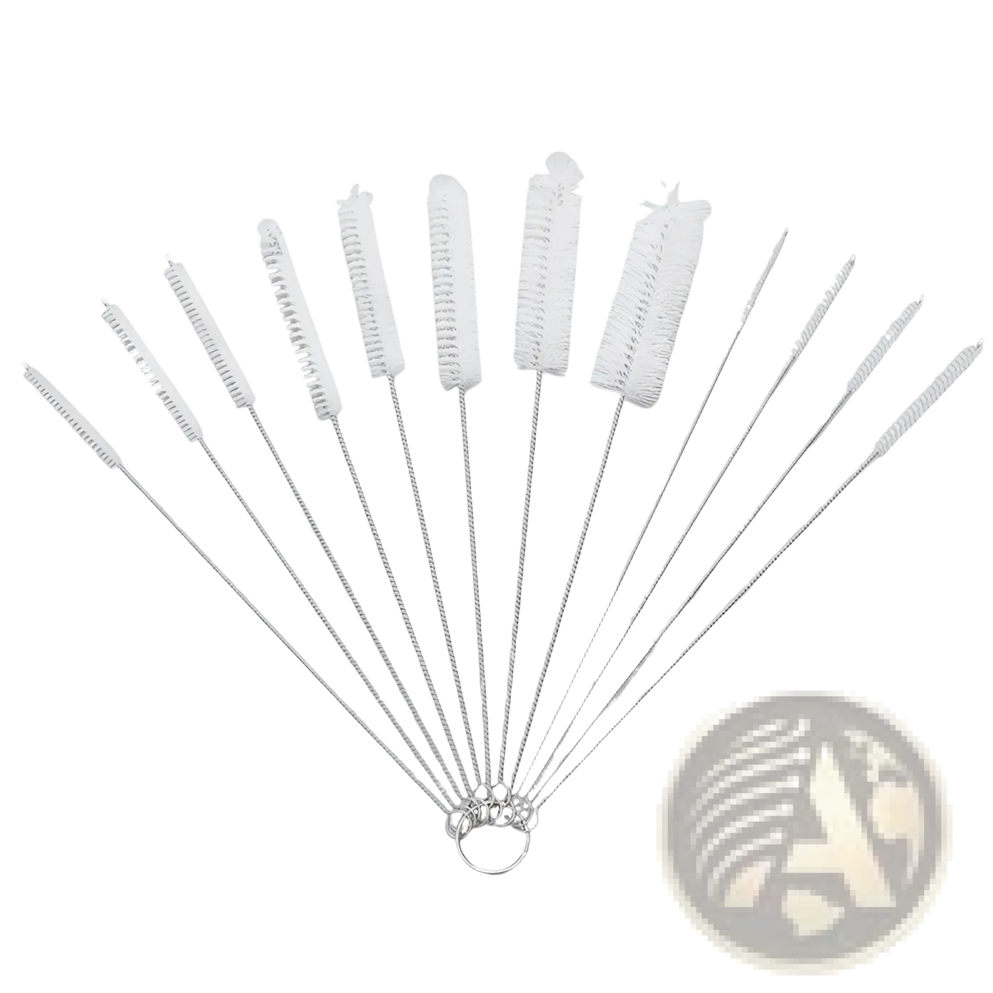Nylon Straw Cleaning Brush Set Stainless Steel 10pc