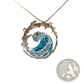 Ocean Wave Turquoise Glass Pendant Necklace with Gold Accents