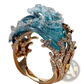 Ocean Wave Turquoise Glass Pendant Necklace with Gold Accents