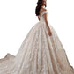 French Mori Embroidered Off-shoulder Tulle Wedding Dress