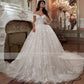 French Mori Embroidered Off-shoulder Tulle Wedding Dress