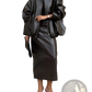 Olive Green Patent Leather Jacket and Midi Skirt Set