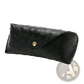 Ostrich Leather Polka Dot Sunglasses Case with Gold Clasp