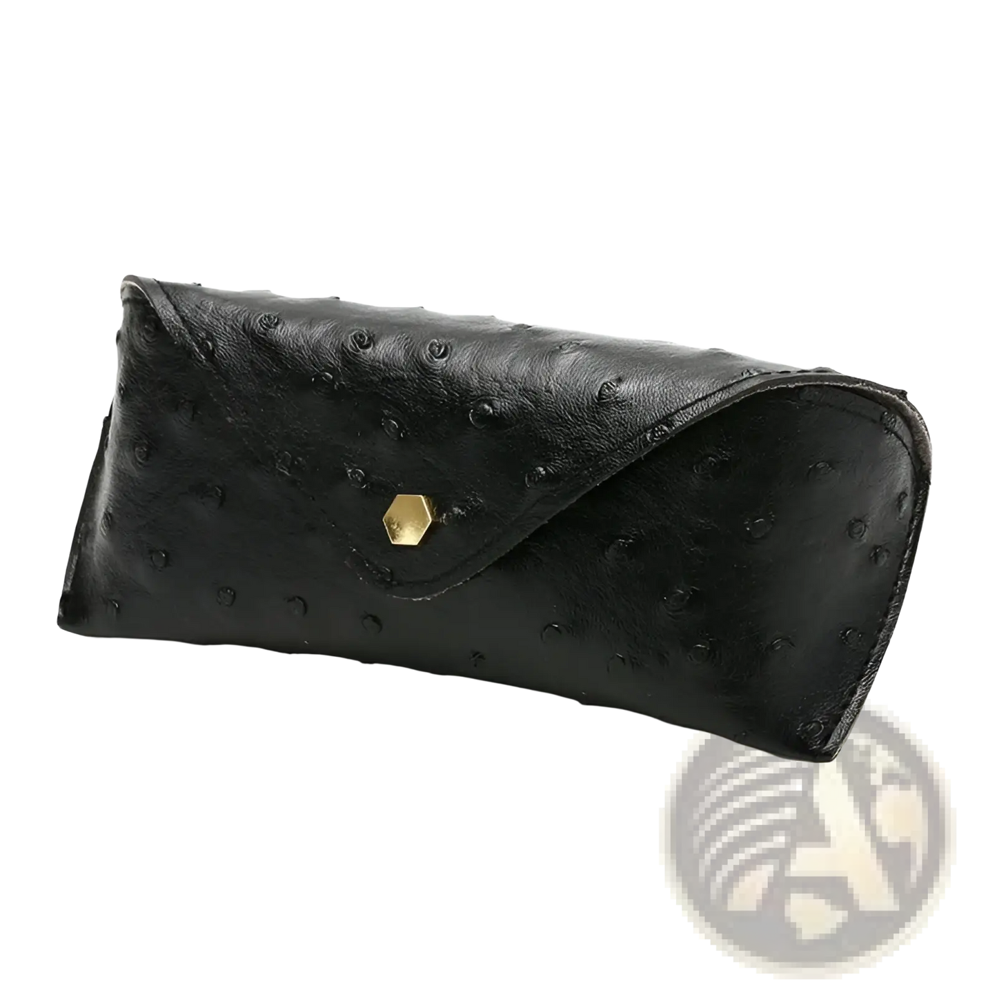Ostrich Leather Polka Dot Sunglasses Case with Gold Clasp