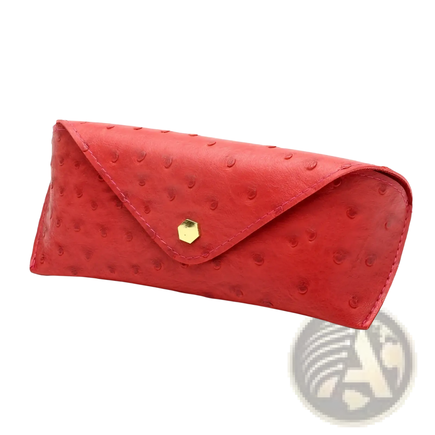Ostrich Leather Polka Dot Sunglasses Case with Gold Clasp