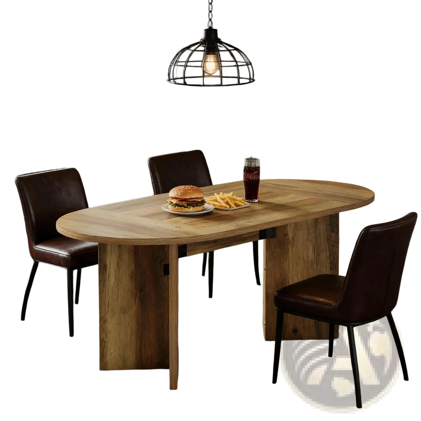 Oval Wooden Dining Table 63 Inch Rustic Pedestal Base