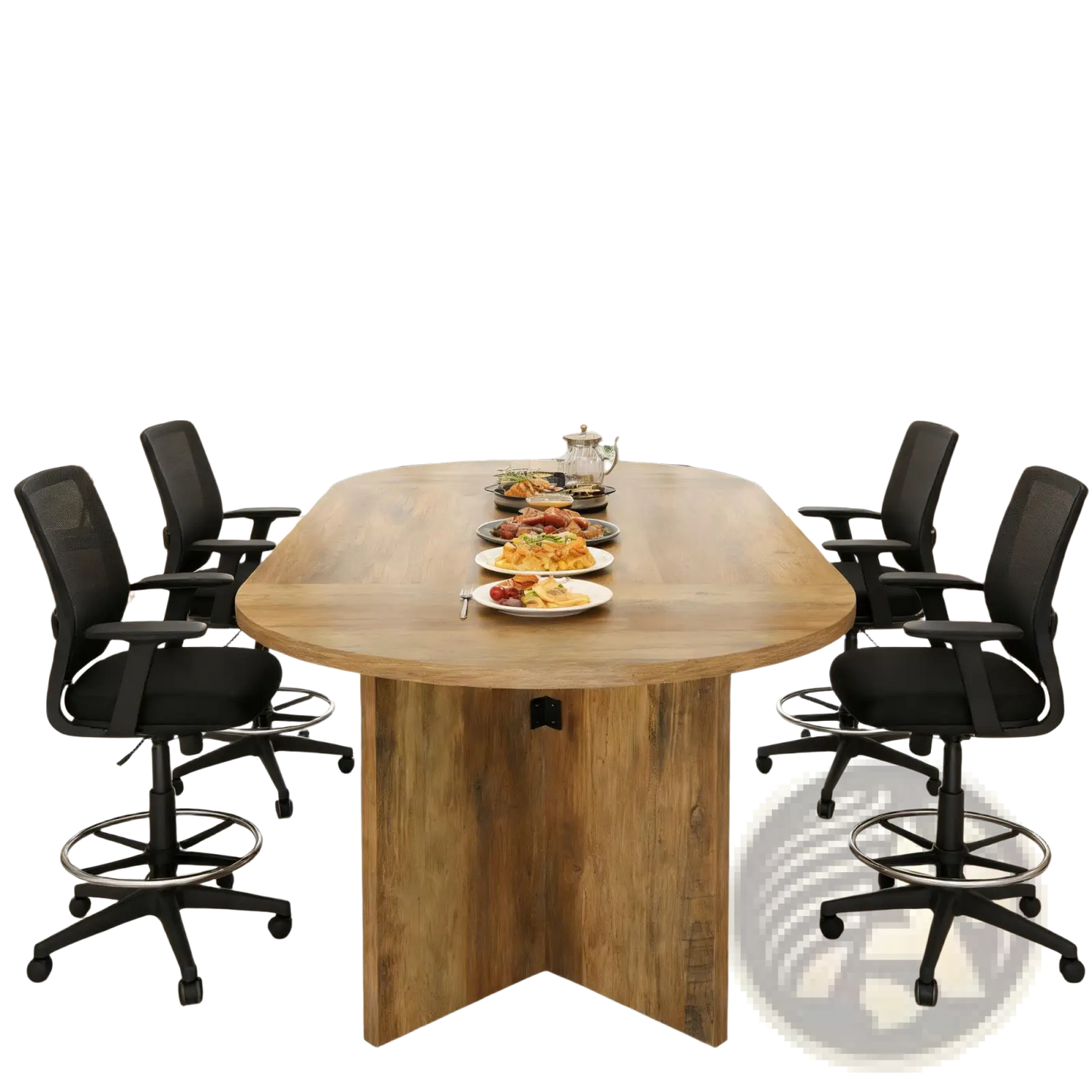 Oval Wooden Dining Table 63 Inch Rustic Pedestal Base