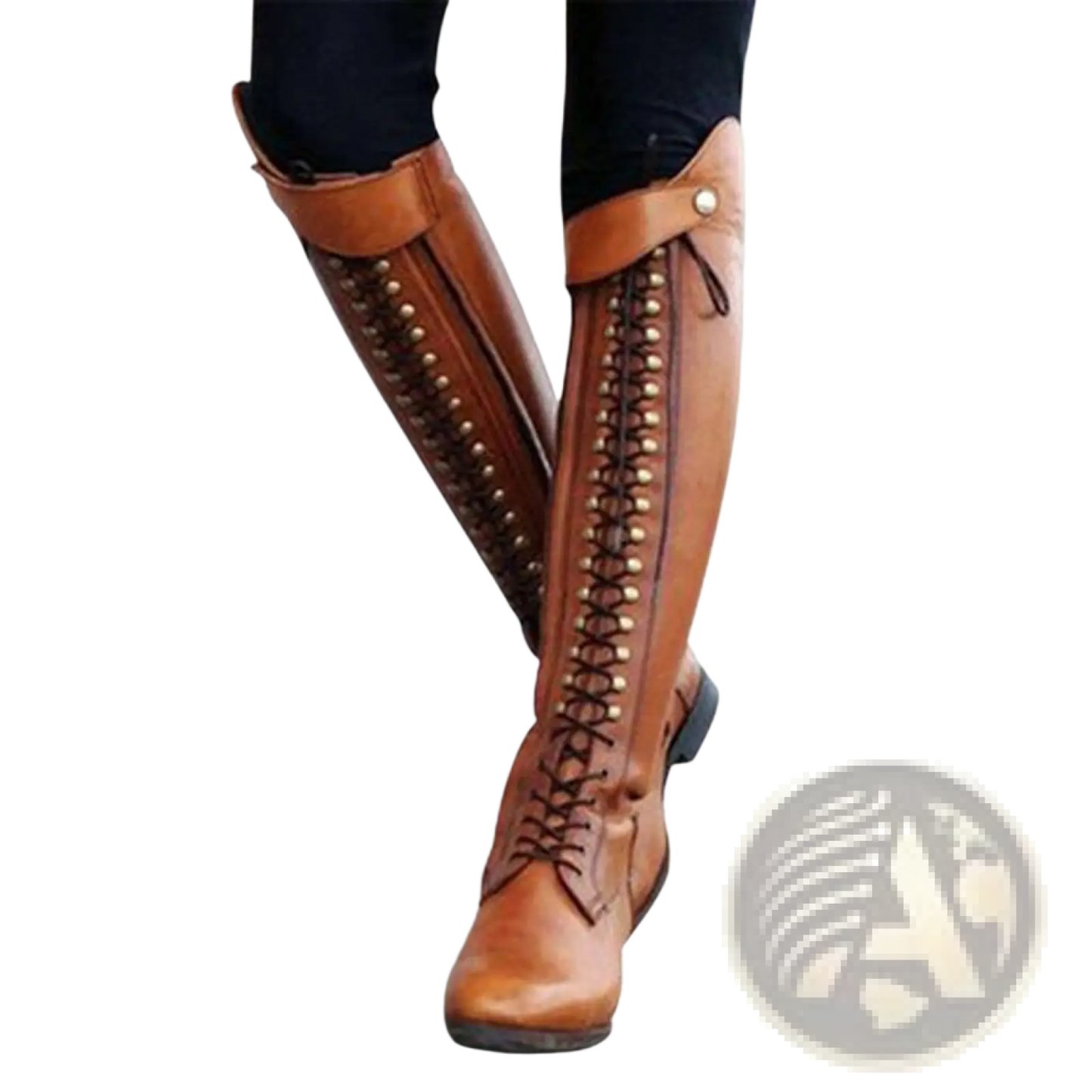 Over the Knee Leather Studded Riding Boots