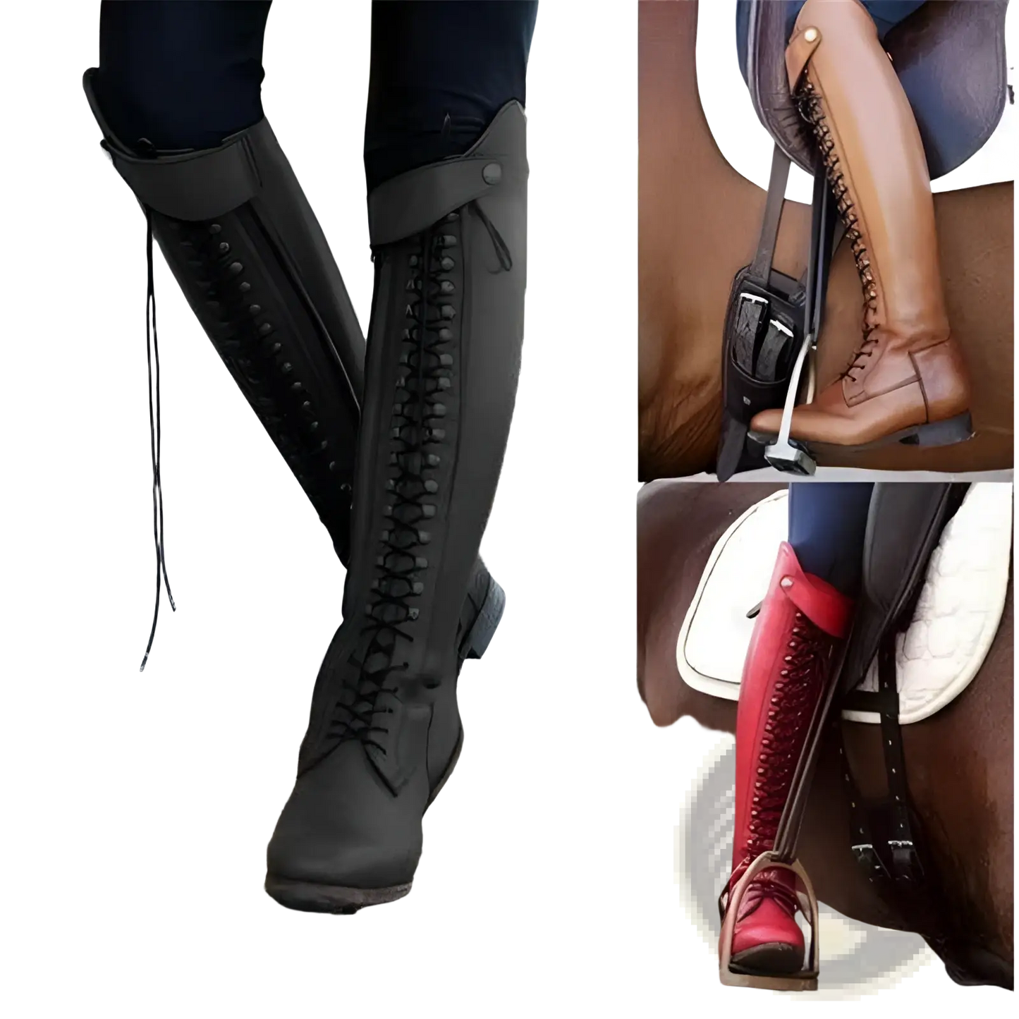 Over the Knee Leather Studded Riding Boots