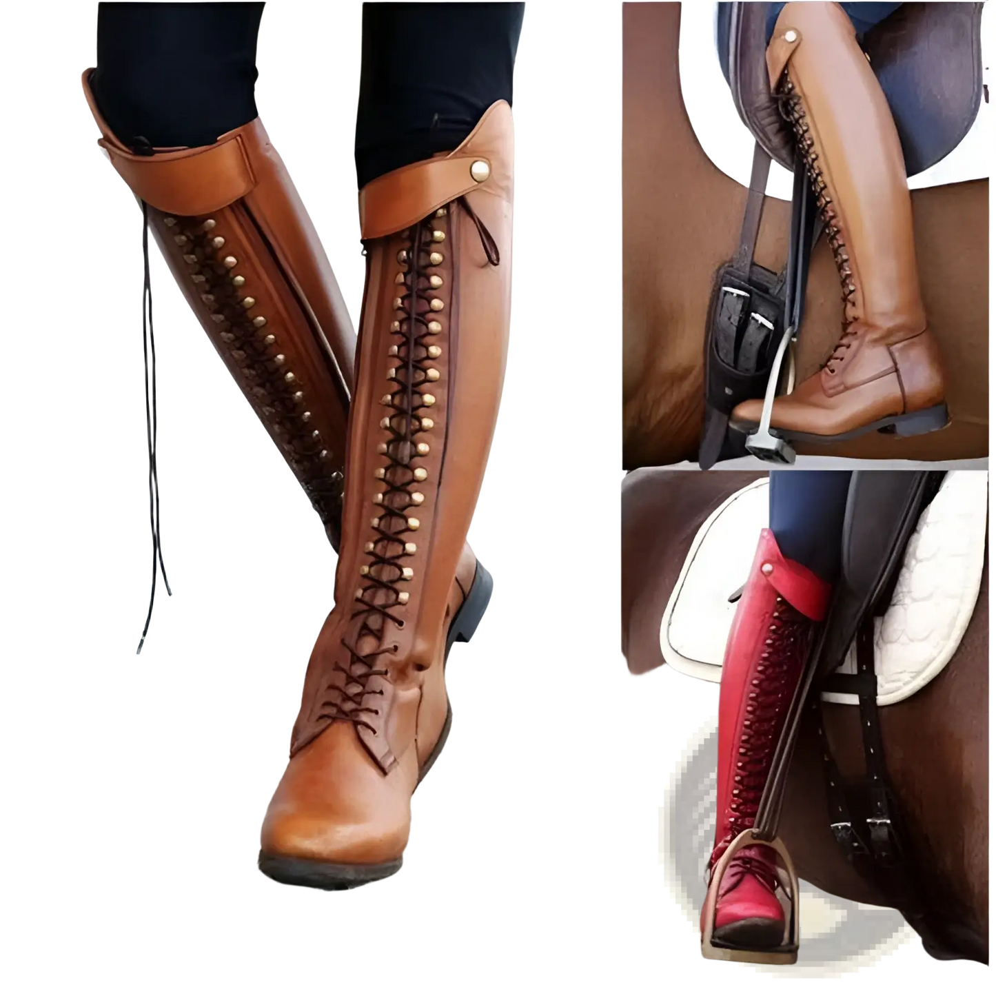 Over the Knee Leather Studded Riding Boots