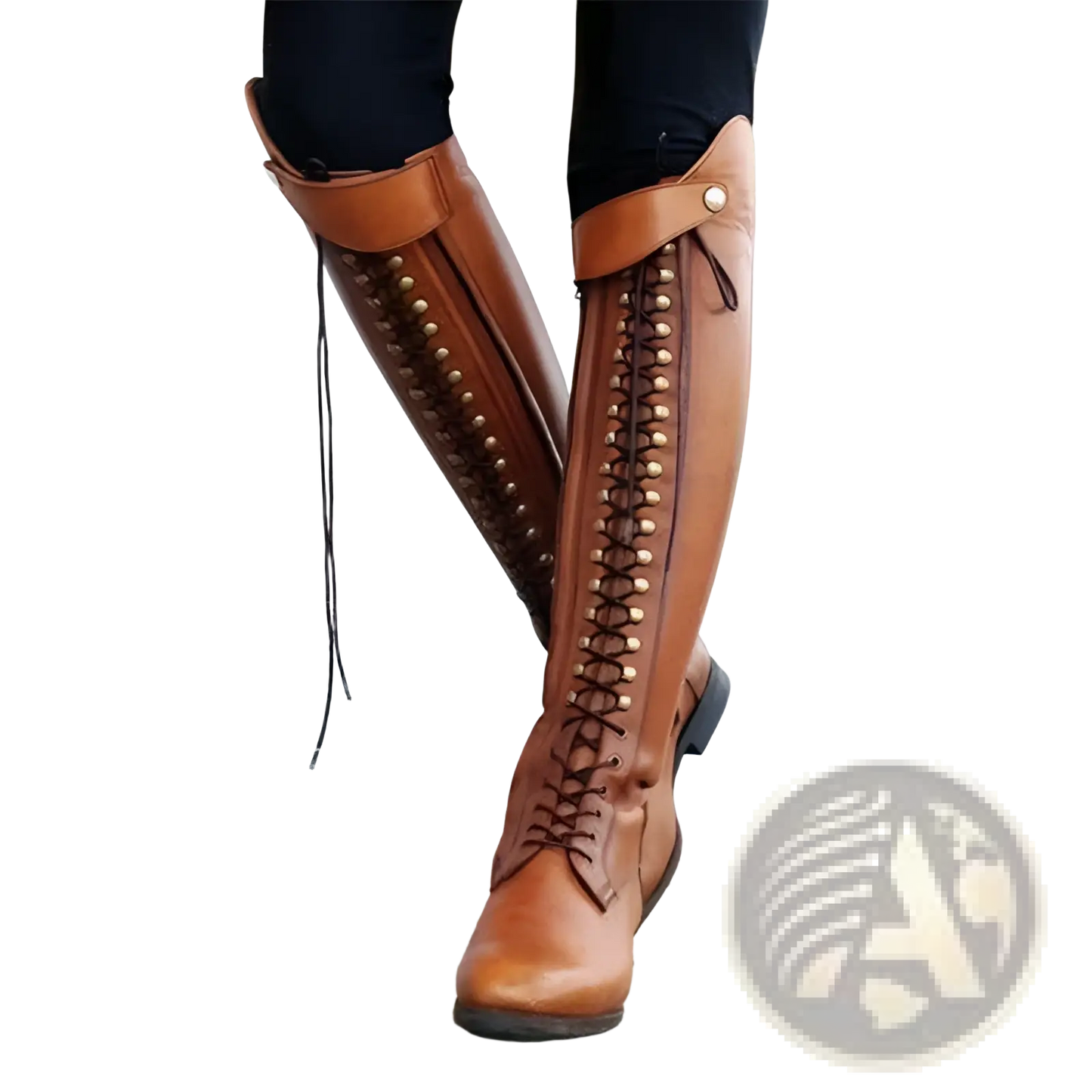 Over the Knee Leather Studded Riding Boots